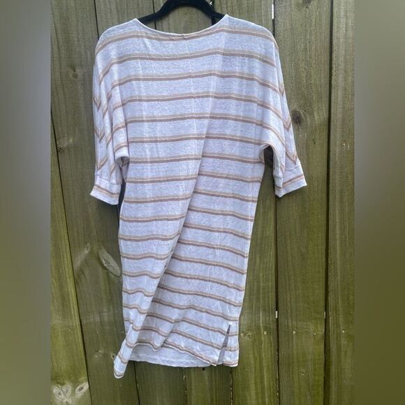 Garnet Hill Relaxed Organic Linen Striped Dress XS - Picture 8 of 9